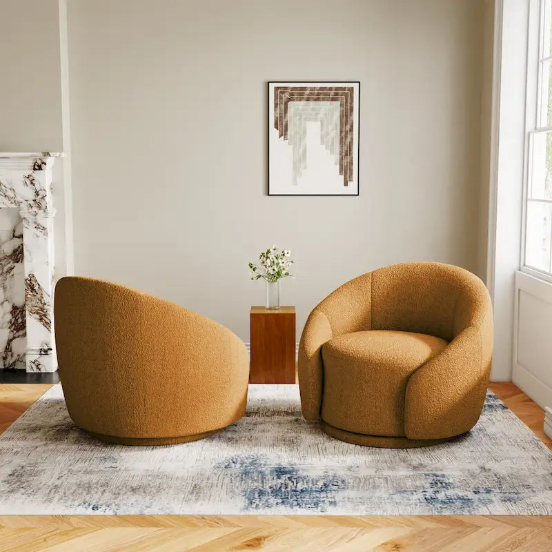 35 Wide Upholstered Swivel Accent Barrel Chairs (Set of 2)