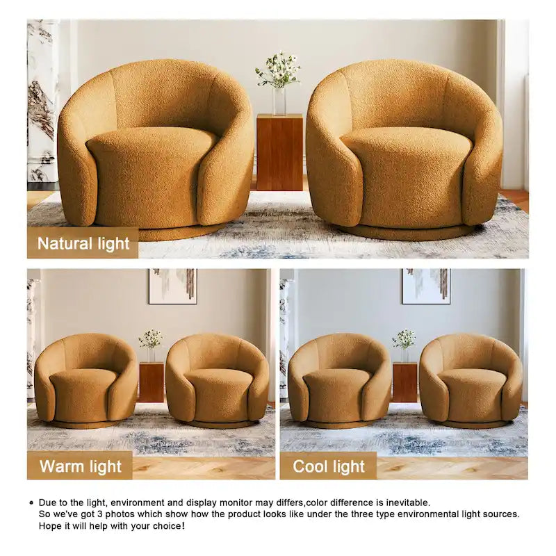 35 Wide Upholstered Swivel Accent Barrel Chairs (Set of 2)