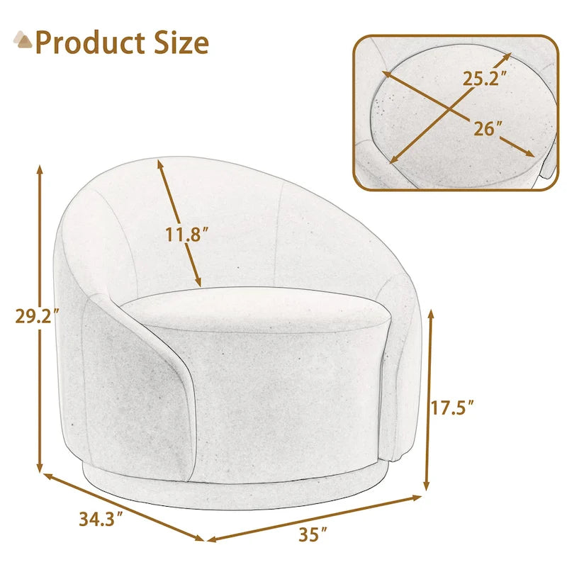 35 Wide Upholstered Swivel Accent Barrel Chairs (Set of 2)
