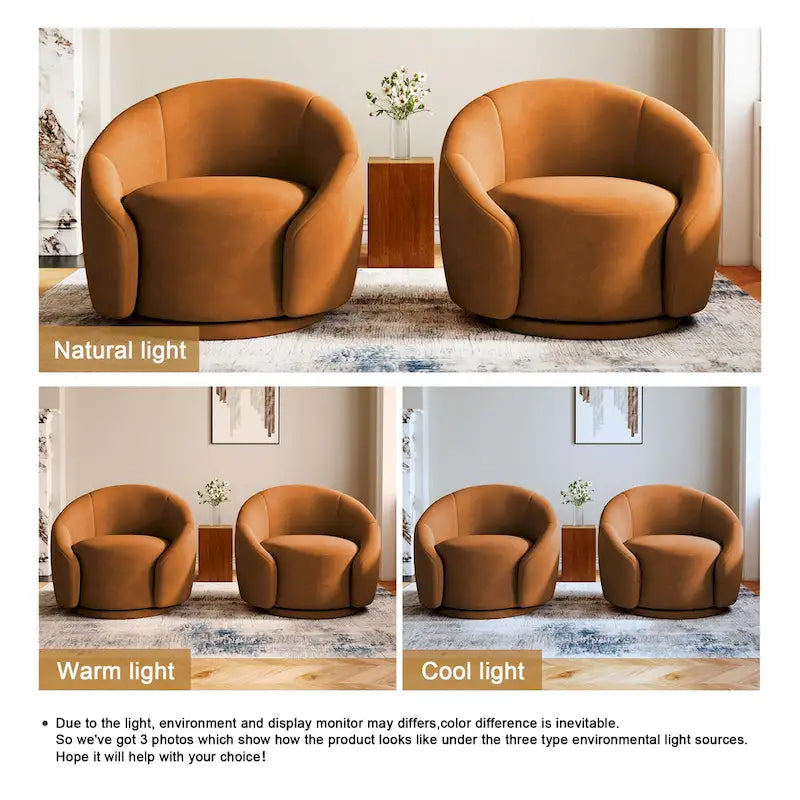 35 Wide Upholstered Swivel Accent Barrel Chairs (Set of 2)