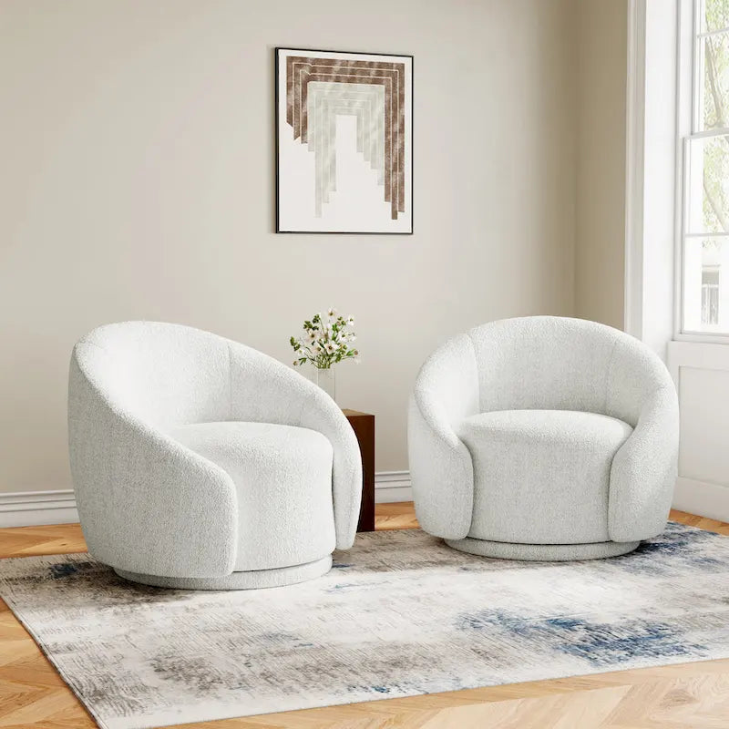 35 Wide Upholstered Swivel Accent Barrel Chairs (Set of 2)