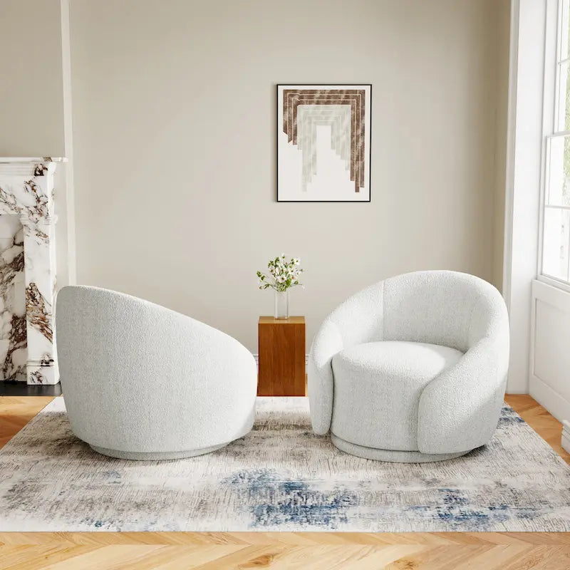 35 Wide Upholstered Swivel Accent Barrel Chairs (Set of 2)