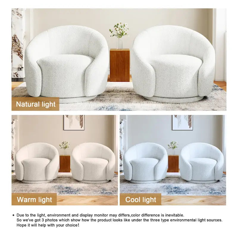35 Wide Upholstered Swivel Accent Barrel Chairs (Set of 2)