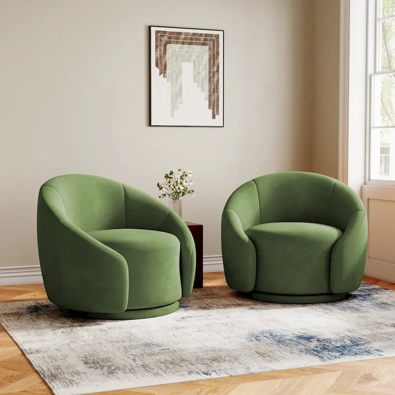 35 Wide Upholstered Swivel Accent Barrel Chairs (Set of 2)