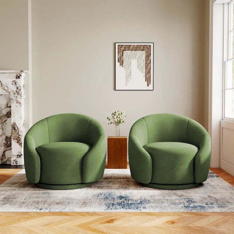 35 Wide Upholstered Swivel Accent Barrel Chairs (Set of 2)
