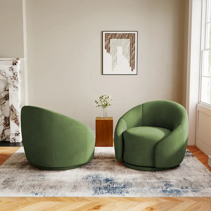35 Wide Upholstered Swivel Accent Barrel Chairs (Set of 2)