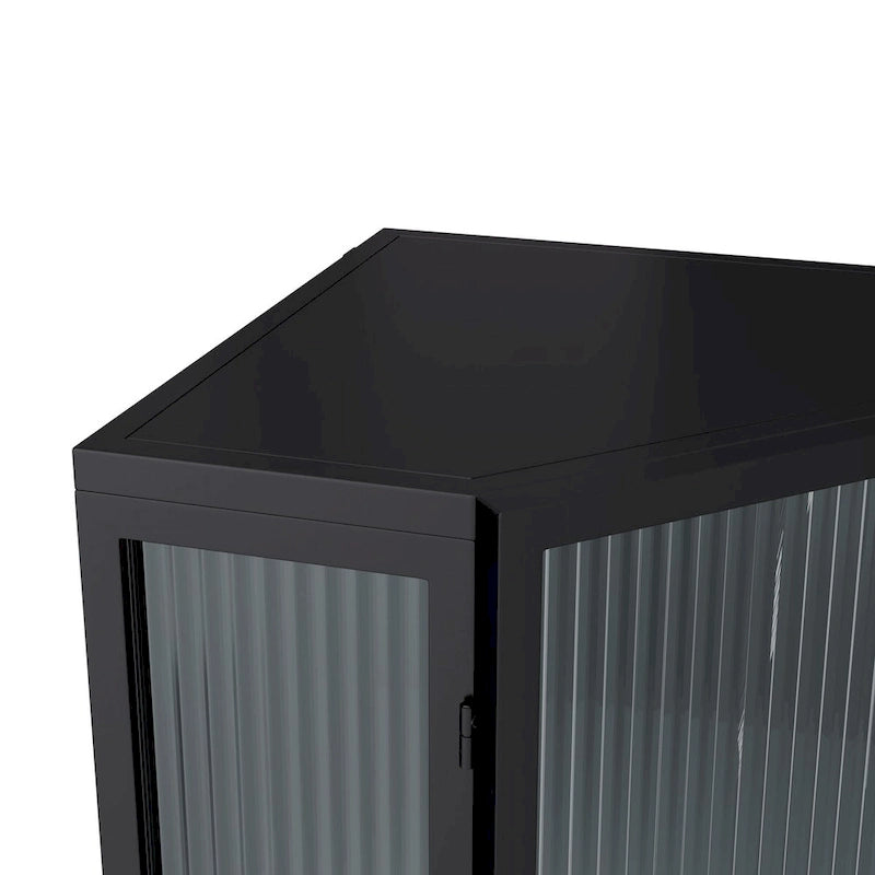 22.25 Floor Coner Cabinet, Three Tiers with Tempered Glass Doors and Storage Shelves for Bathroom, Living Room and Bedroom