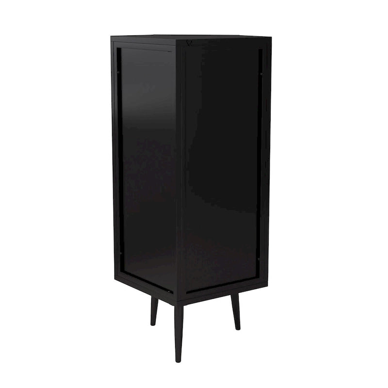 22.25 Floor Coner Cabinet, Three Tiers with Tempered Glass Doors and Storage Shelves for Bathroom, Living Room and Bedroom