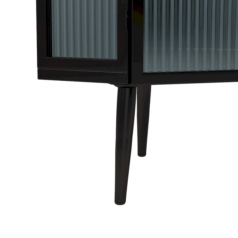 22.25 Floor Coner Cabinet, Three Tiers with Tempered Glass Doors and Storage Shelves for Bathroom, Living Room and Bedroom