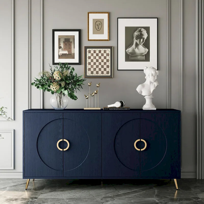 Modern Lacquered 4 Door Wooden Cabinet