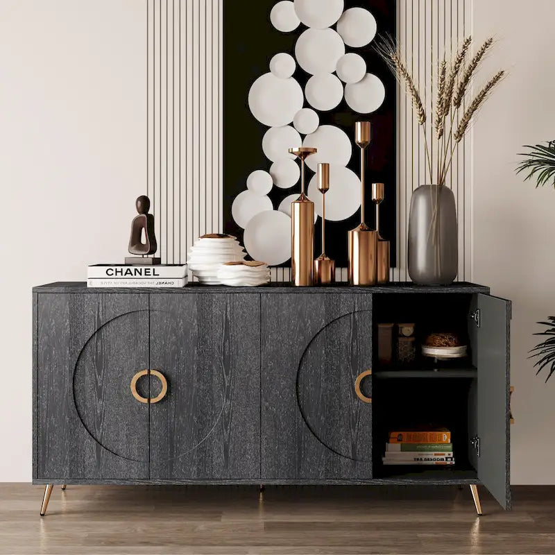 Modern Lacquered 4 Door Wooden Cabinet