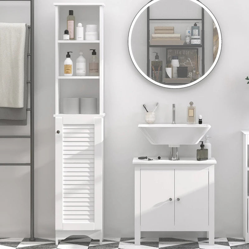 Tower with 3-Tier Open Adjustable Shelf