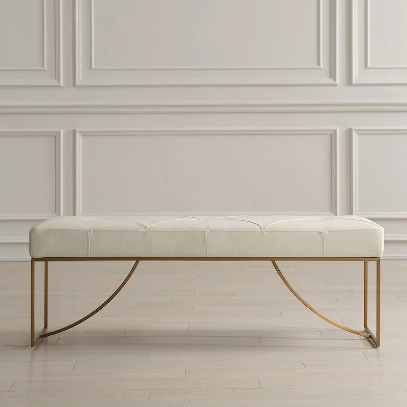 Uttermost Swale Ivory Leather Bench - 19 H X 53 W X 16 D