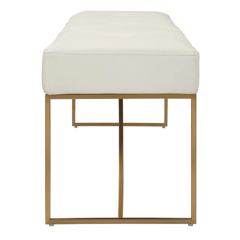 Uttermost Swale Ivory Leather Bench - 19 H X 53 W X 16 D