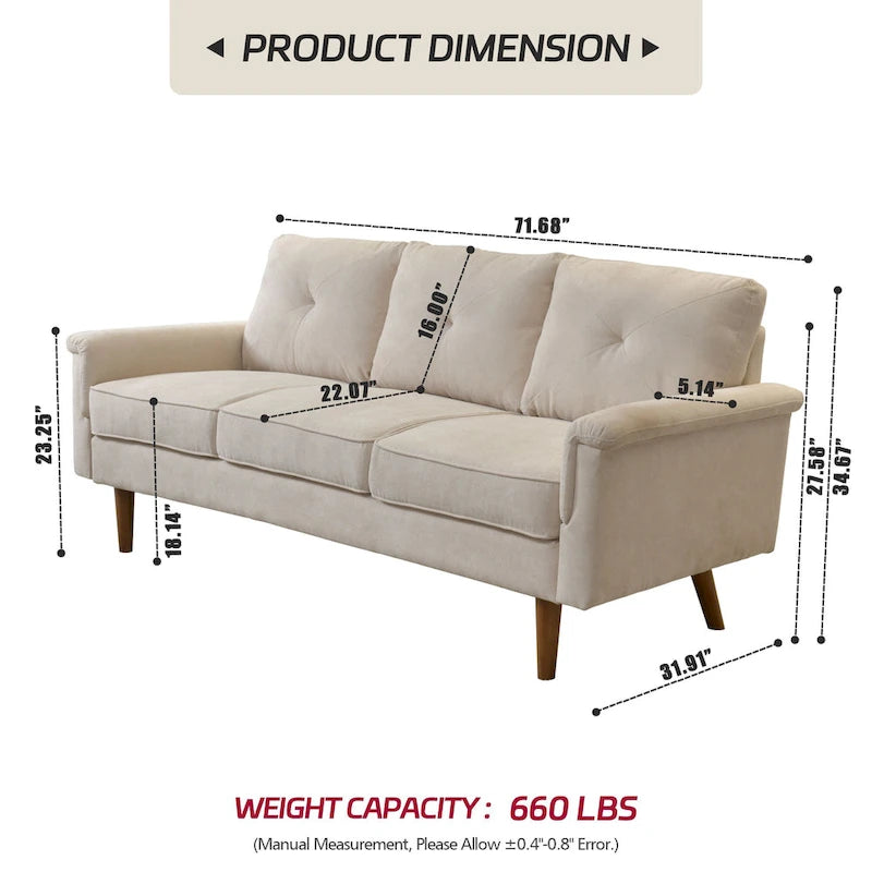 OVIOS Rive Design Cushion Wood Leg Indoor Sofa
