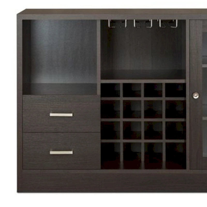 47 Espresso Solid Wood Frame With Five Shelves And Two Drawers