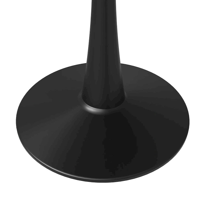 LeisureMod Bristol 40 Round Dining Table for 4 with MDF Wood Tabletop in Black Steel Base for Kitchen & Dining Room