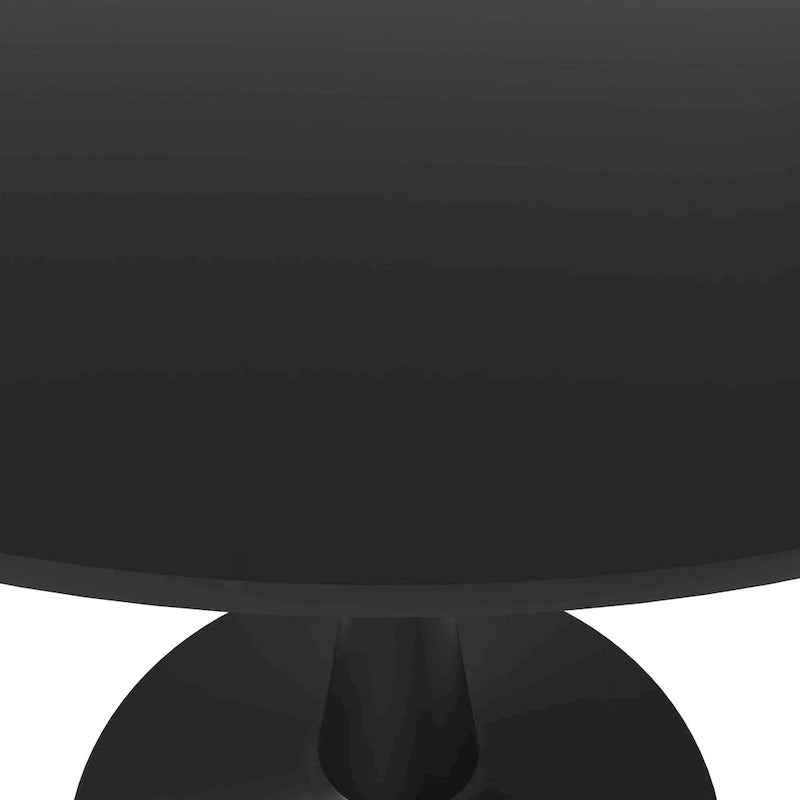LeisureMod Bristol 40 Round Dining Table for 4 with MDF Wood Tabletop in Black Steel Base for Kitchen & Dining Room