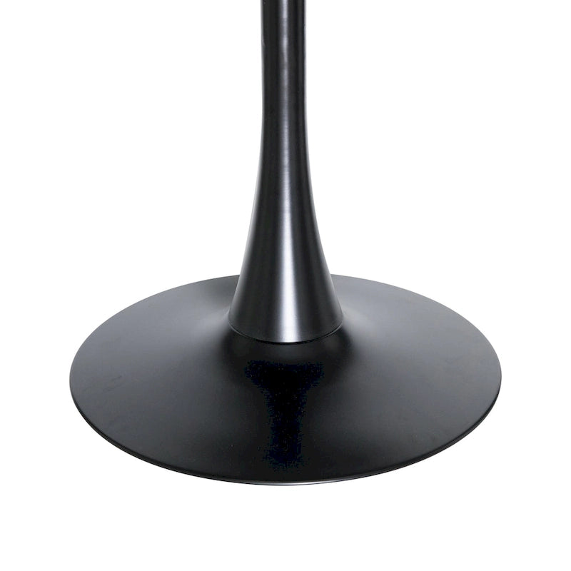 LeisureMod Bristol 40 Round Dining Table for 4 with MDF Wood Tabletop in Black Steel Base for Kitchen & Dining Room
